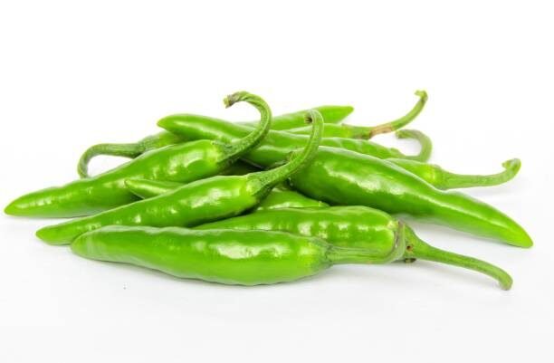 Green chili pepper isolated on white background